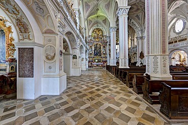 Interior view, parish church of St. Salvator and the Holy Cross, Heilig Kreuz, former Augustinian Canons Church, Polling, Upper Bavaria, Bavaria, Germany, Europe