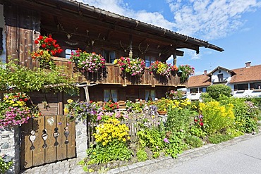 Old farm house with flowers, Bernried am Starnberger See, Upper Bavaria, Bavaria, Germany, Europe, PublicGround