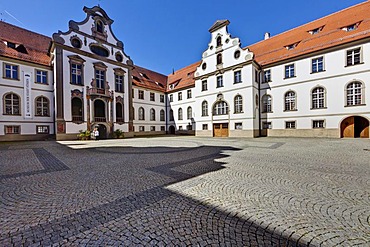 The monastery of St. Mang, a former Benedictine monastery in the diocese of Augsburg, Fuessen, East Allgaeu, Swabia, Bavaria, Germany, Europe, OeffentlicherGrund