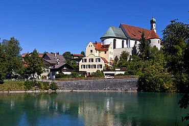 Franciscan monastery, Lech river, Fuessen, East Allgaeu, Swabia, Bavaria, Germany, Europe, OeffentlicherGrund