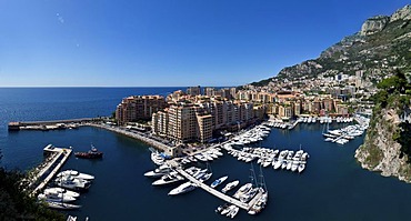 Port of Fontvieille, Monaco-Fontvieille, Monte Carlo, Principality of Monaco, Cote d'Azur, Mediterranean Sea, Europe, PublicGround