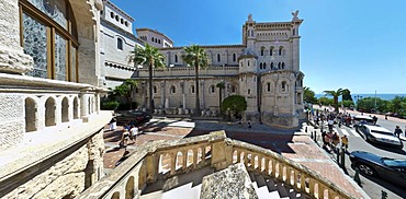 View from the Palace of Justice towards Saint Nicholas Cathedral, Monte Carlo, Principality of Monaco, Cote d'Azur, Mediterranean Sea, Europe, PublicGround