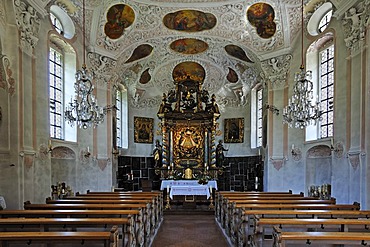 Interior view of the pilgrimage church of Maria Gern, built 1737 - 1739, Maria Gern, a district of Berchtesgaden, Upper Bavaria, Bavaria, Germany, Europe