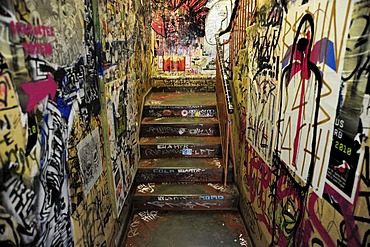 Staircase with graffiti, Schwarzenberg House, Rosenthaler Strasse, Berlin Mitte, Germany, Europe