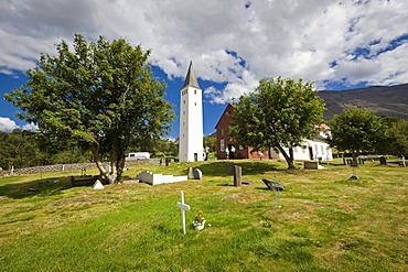 Holar, former seat of a bishop with cathedral, Skagafjoerdur bay, northern Iceland, Iceland, Europe