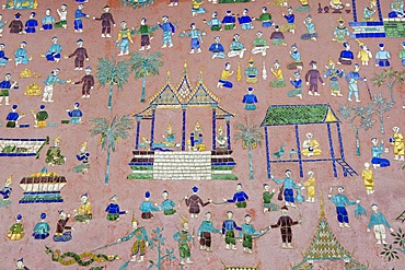 Glass mosaic at the library, Ho Phra Mane, Wat Xieng Thong temple, Luang Prabang, Laos, Indochina, Asia