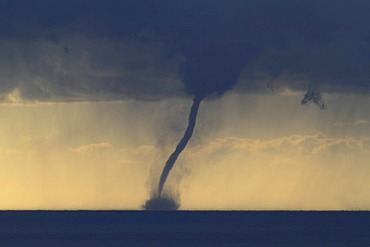 Tornado, waterspout, overlooking the Mediterranean Sea, off the coast of the Cote d'Azur, France, Europe