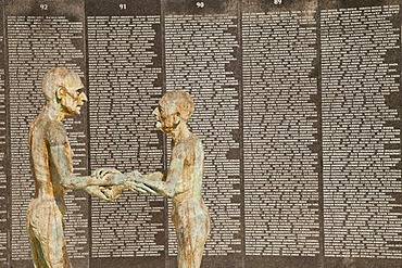 Names of Holocaust victims on a granite wall, The Holocaust Memorial Miami Beach, Miami, Florida, USA