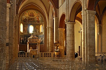 Interior with altar canopy, ciborium, Romanesque Cathedral of Santa Maria, 11th century, Anagni, Lazio, Italy, Europe