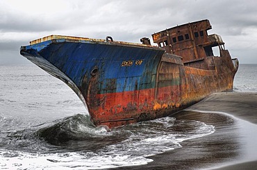 Stranded cargo ship, near Limbe, Cameroon, Africa