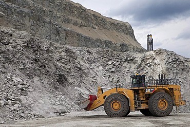 Caterpillar 994F front end loader in the Aitik copper mine of Boliden AB, about 20 km southeast of the town of Gaellivare in northern Sweden, one of the largest open pit copper mines in Europe, in addition to copper, gold and silver, Molybdenum has been m