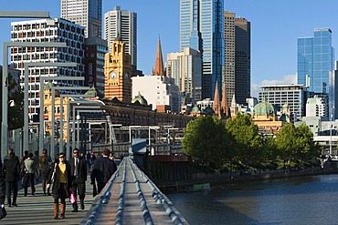 Sandridge Bridge over the Yarra River in the city centre, Melbourne, Victoria, Australia