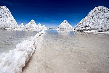 Salt mining, Salar de Uyuni salt lake, Uyuni, Bolivia, South America