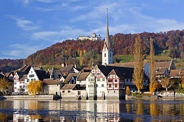 Autumn at the Rhine with castle and church, Stein am Rhein, Switzerland, Europe, PublicGround