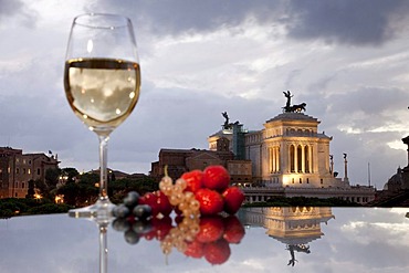 Roof terrace of the bar of the Hotel Forum at dusk, Rome, Italy, Europe