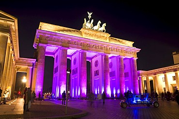 Festival of Lights, Brandenburg Gate, at night, Mitte quarter, Berlin, Germany, Europe