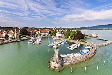 Entrance to the harbour at Lindau on Lake Constance, Bavaria, Germany, Europe, PublicGround