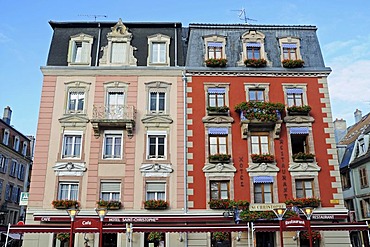 Hotel, restaurant, facades, historic district, Belfort, Franche-Comte, France, Europe, PublicGround