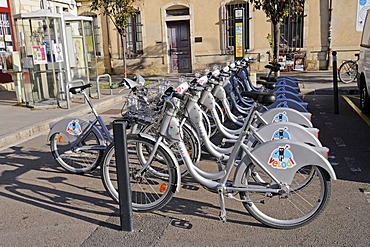 Rental bikes, Dijon, Cote-d'Or, Bourgogne, Burgundy, France, Europe, PublicGround