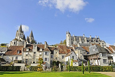 Church of Saint-Ours, Logis Royal Castle, residence, Castle Hill, Loches, Tours, Indre-et-Loire, Centre region, France, Europe, PublicGround