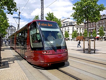 Tram in the city, Clermont-Ferrand, Auvergne, France, Europe