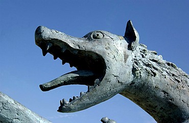 Sculpture of La bete du Gevaudan, Haute Loire, Auvergne, France, Europe