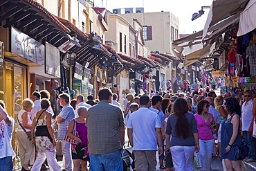 Shopping street, historic centre of Rhodes, Greece, Europe, PublicGround