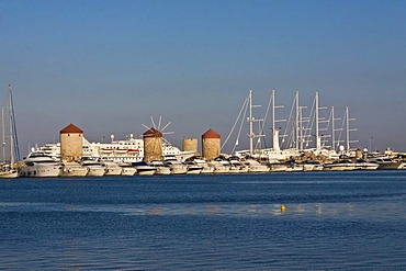 Mandraki harbour, Rhodes, Greece, Europe, PublicGround