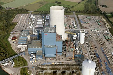 Aerial view, Datteln 4, E.ON coal-fired power plant under construction, Datteln, Ruhr Area, North Rhine-Westphalia, Germany, Europe