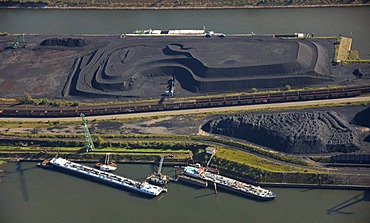 Aerial view, port of Duisburg, Duisport, container port, coal dock, Ruhr river, Rhine, Ruhrort quarter, Duisburg, Ruhr Area, North Rhine-Westphalia, Germany, Europe