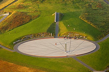 Aerial view, obelisk on Halde Hoheward slag heap between Recklinghausen and Herten, Emscherbruch landscape park, Ruhr Area, North Rhine-Westphalia, Germany, Europe