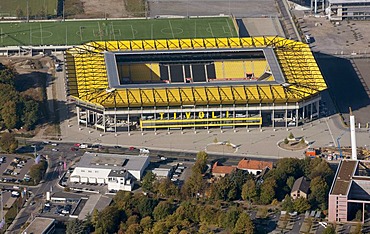 Aerial view, New Tivoli stadium, Alemannia Aachen soccer stadium, built in 2009, Aachen, North Rhine-Westphalia, Germany, Europe