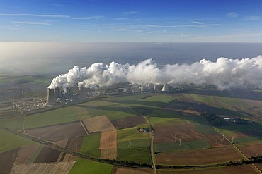 Aerial view, old and new power plants, lignite-fired power plant, RWE-Power, Niederaussem, Rhineland, North Rhine-Westphalia, Germany, Europe