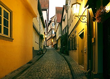 Pfarrgasse street, old town of Schwaebisch Hall, Baden-Wuerttemberg, Germany, Europe