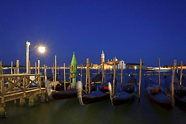 San Giorgio Maggiore, gondolas, promenade of Riva degli Schiavoni, Venice, Italy, Europe