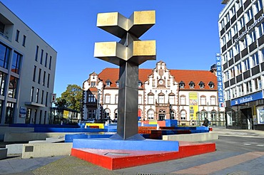 Synagogenplatz square, Kunstmuseum Muelheim an der Ruhr, art museum, in the Alte Post building, former postal building, listed building, Muelheim an der Ruhr, Ruhr Area, North Rhine-Westphalia, Germany, Europe, PublicGround