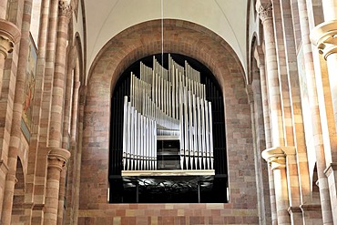 Main organ, Speyer Cathedral, a Unesco World Heritage site, laying of the first stone around 1030, Speyer, Rhineland-Palatinate, Germany, Europe