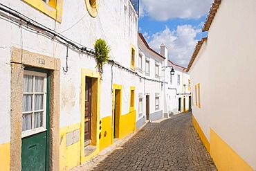 Typical street in the historic city of Evora, Unesco World Heritage Site, Alentejo, Portugal, Europe