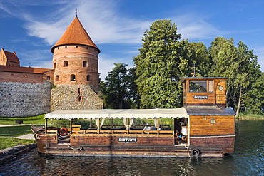 Boat off Trakai Island Castle, Trakai Historical National Park, Lithuania, Europe