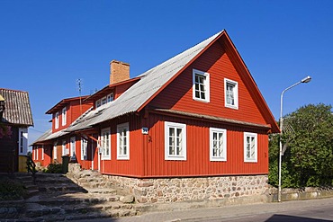 Historical wooden house in Karaimu Street, Trakai, Trakai Historical National Park, Lithuania, Europe