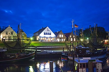 Greetsiel at night, East Frisia, Lower Saxony, Germany, Europe