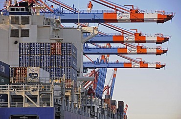 Container loading at the port, Hamburg, Germany, Europe