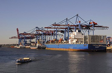 Container loading at the port, Hamburg, Germany, Europe