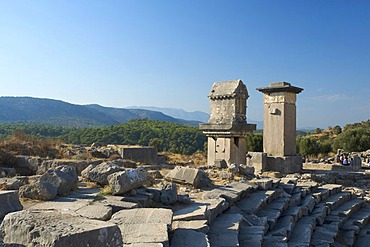 Amphitheatre and pillar tombs, Xanthos, Lycia, south coast, Turkey