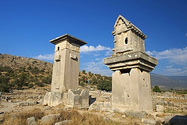 Pillar tombs in Xanthos, Lycia, south coast, Turkey