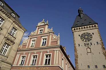 Altpoertel city gate from Postplatz square, Speyer, Rhineland-Palatinate, Germany, Europe