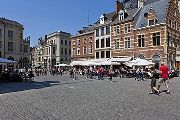 Grote Markt square with street cafes, Leuven, Belgium, Europe