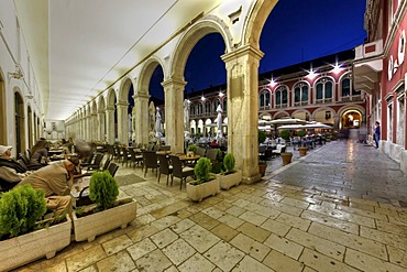 Bellevue Hotel, with arcades and restaurants, Trg Republike, Split, central Dalmatia, Adriatic coast, Croatia, Europe, PublicGround