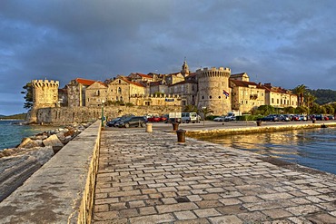 Ramparts of Korcula, Korcula island, central Dalmatia, Dalmatia, Adriatic coast, Croatia, Europe, PublicGround