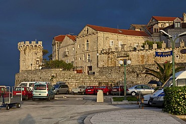 Ramparts of Korcula, Korcula island, central Dalmatia, Dalmatia, Adriatic coast, Croatia, Europe, PublicGround